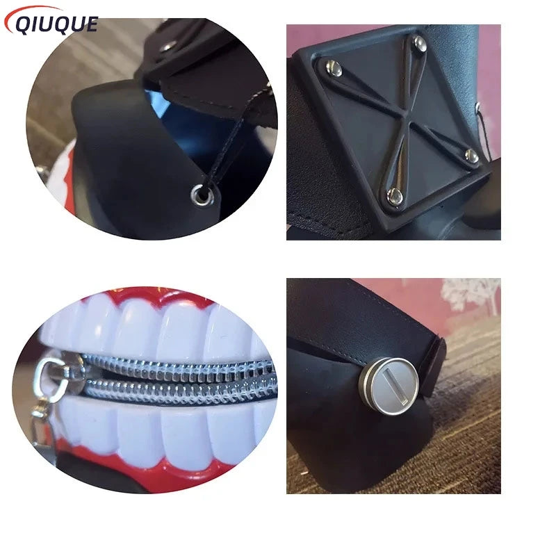 Anime Ghoul Cosplay Mask (Kaneki Ken Style) | 3D Synthetic Leather Zipper Mask