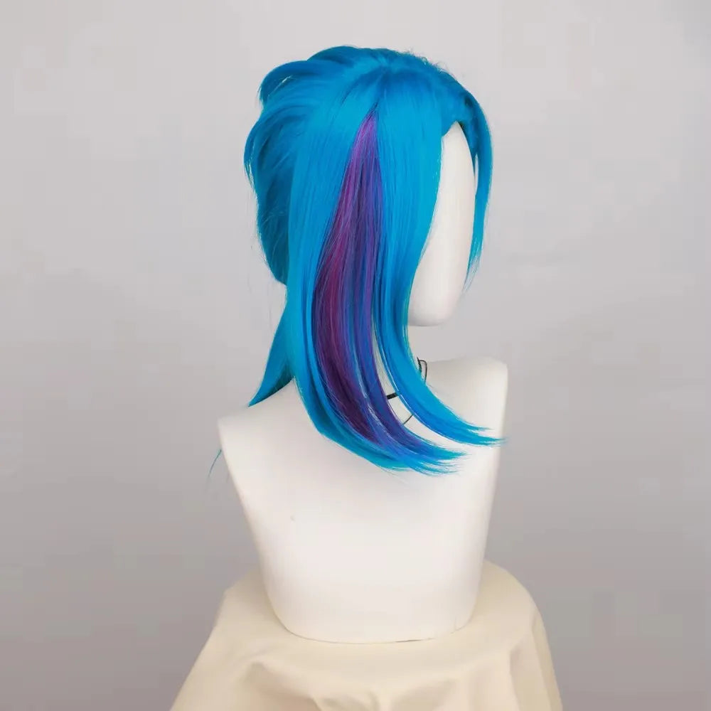 LOL Jinx Cosplay Wig Long Braided Blue | The Loose Cannon Wig with Blue Braid | Hair Anime Wigs