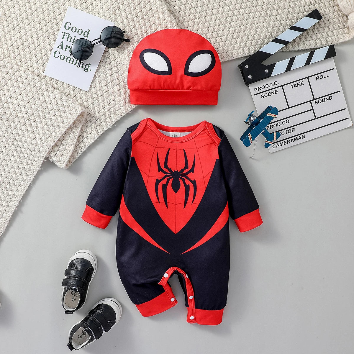 Baby Spider-Man Pullover with Hat – Superhero Costume Outfit for Infants