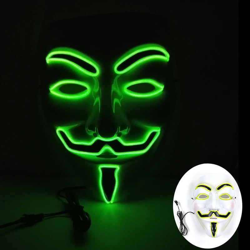 Glow in the Dark Guard Mask (4-Mode) | Triangle, Square, or Circle EL Wire Cosplay Mask