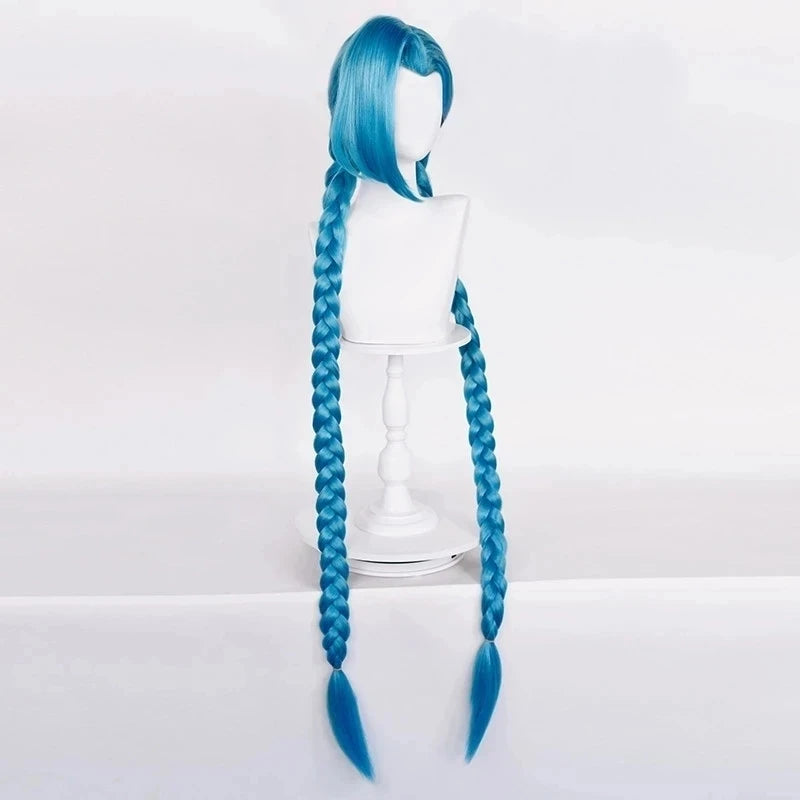 LOL Jinx Cosplay Wig Long Braided Blue | The Loose Cannon Wig with Blue Braid | Hair Anime Wigs