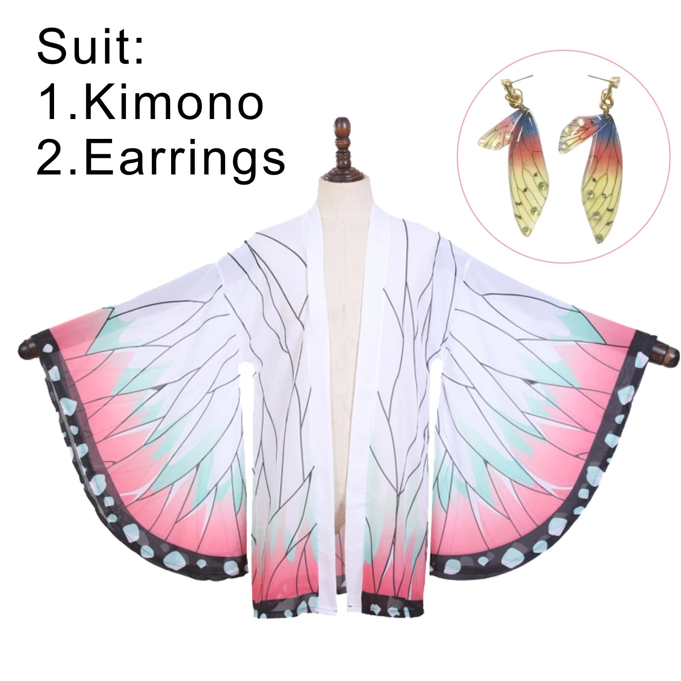 Japanese Anime Kochou Shinobu Cosplay Costume |  Kimono Cardigan