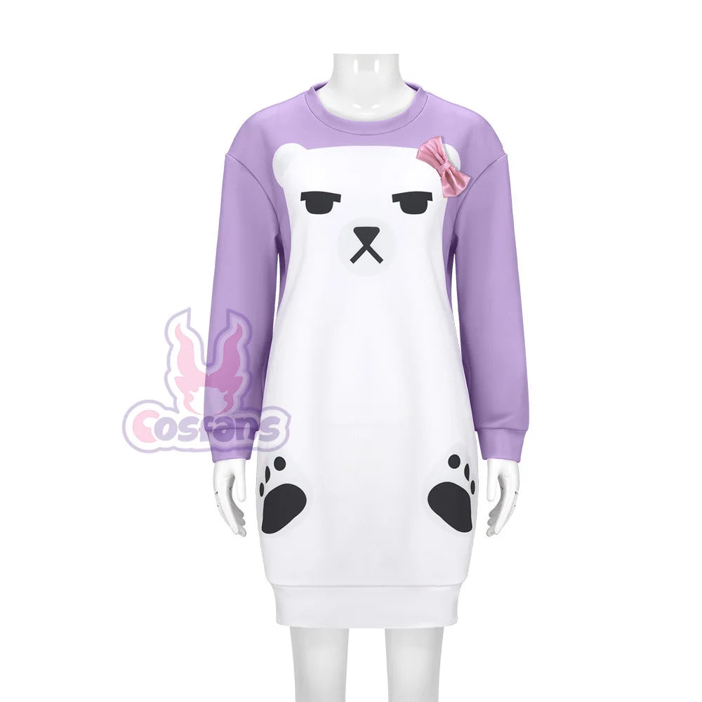 K Pop Demon Hunter of Mira Cosplay Purple Sleepdress & Headwear | White Bear Pajama | Girls Halloween Party Outfits