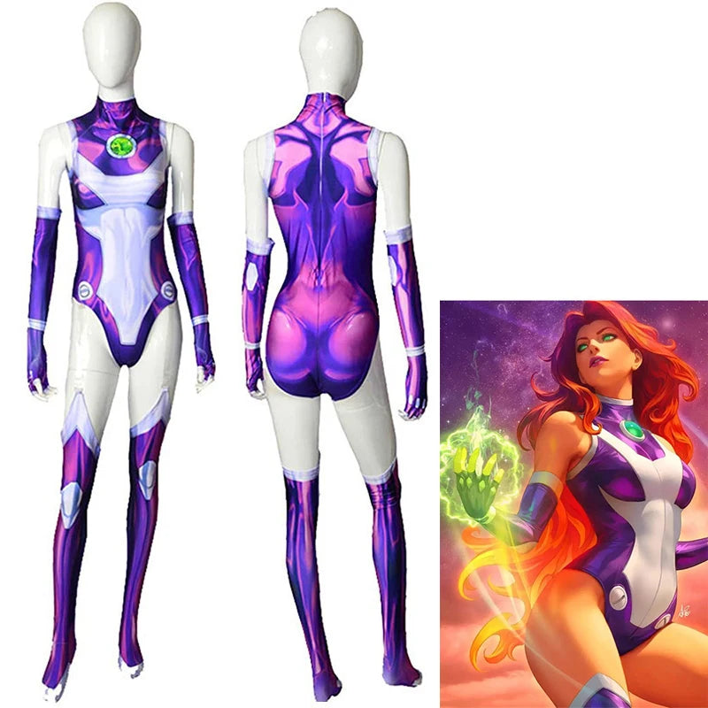 Starfire Cosplay Costume: Superhero Bodysuit for Women