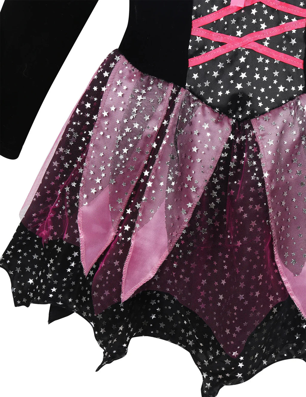 Complete Girls Witch Costume (4-Piece Set) | Sparkle Dress, Hat, Wand & Candy Bag | Costume Halloween Enfant Fille