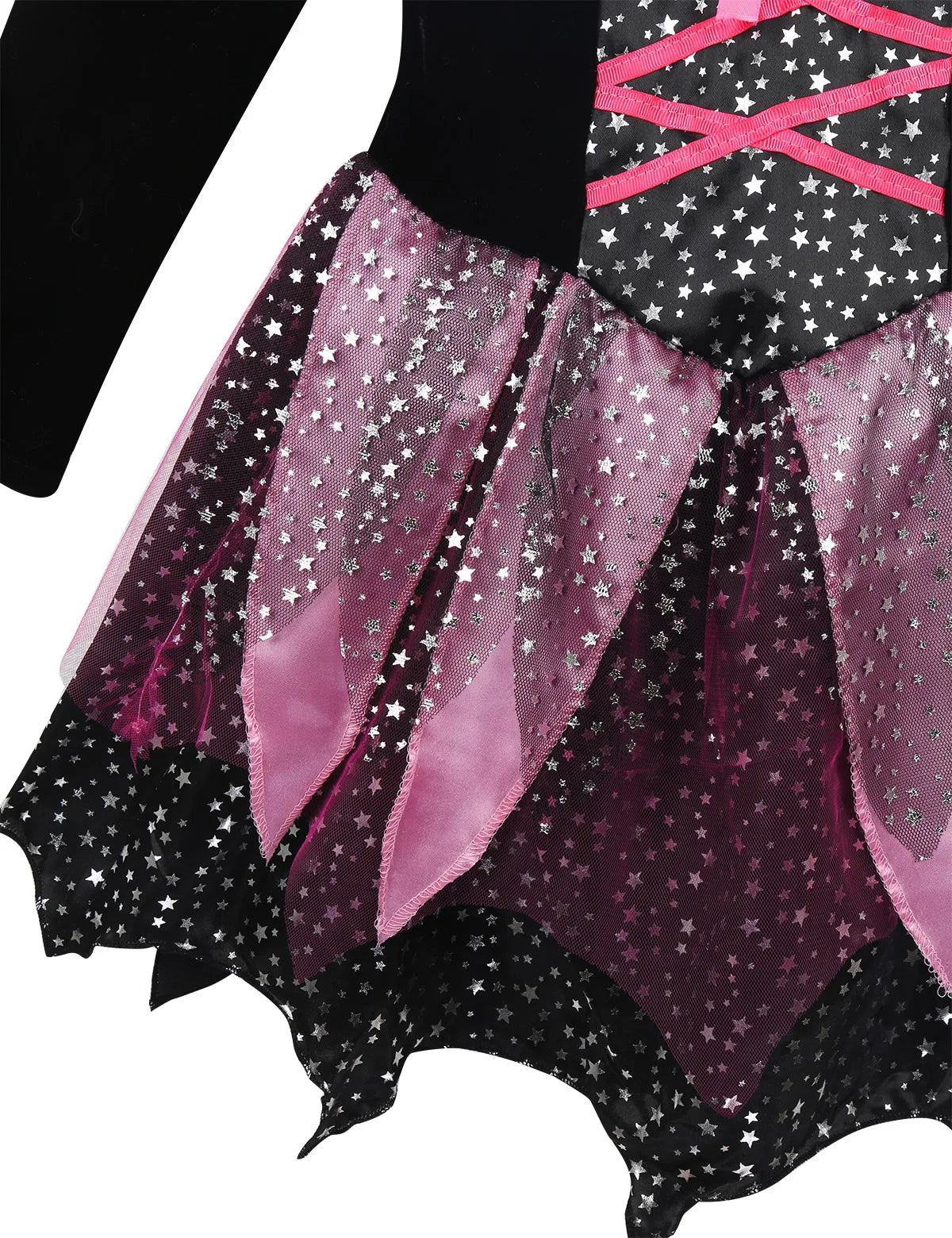Complete Girls Witch Costume (4-Piece Set) | Sparkle Dress, Hat, Wand & Candy Bag | Costume Halloween Enfant Fille