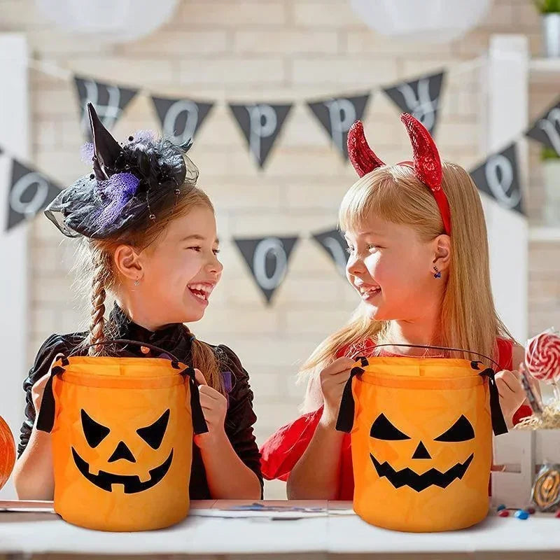 Light-Up LED Halloween Trick-or-Treat Bag | Glowing Jack-o'-Lantern Candy Basket