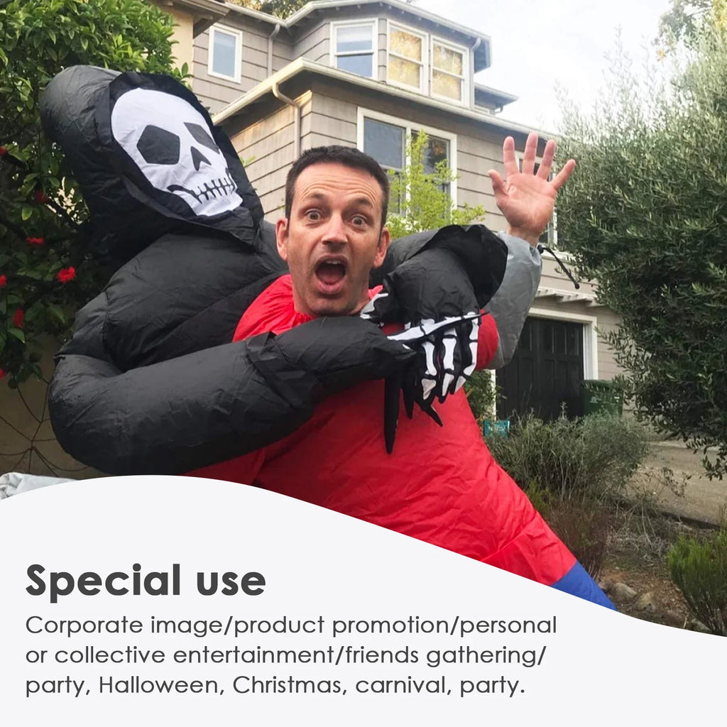 Inflatable Grim Reaper Abduction Costume | Funny "Carried By" Adult Blow-Up Halloween Suit