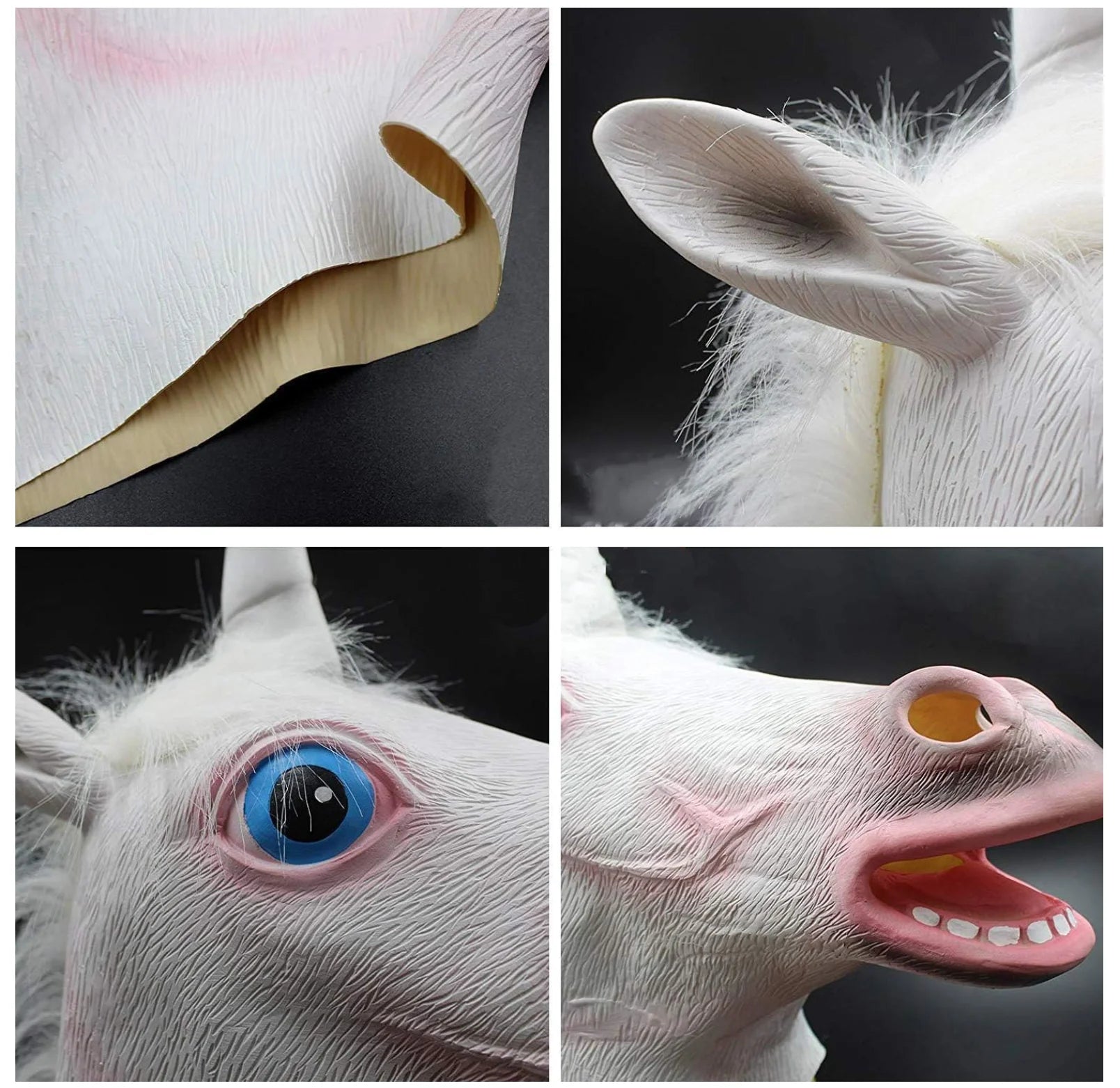 Creepy Unicorn Head Mask | Funny Full Head Latex/Rubber Meme Costume (Adult)