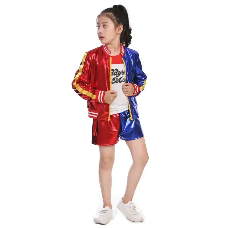 Girls Harley Villain Quinn Costume Components | Jacket, Shorts, Shirt & Accessories (Items Sold Separately) | Costume Halloween Enfant Fille