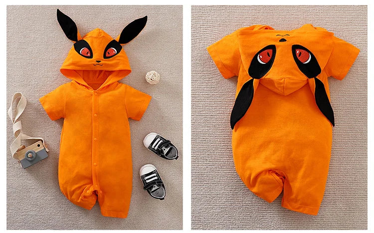 Nine-Tailed Fox Spirit Baby Romper (Anime-Style Cotton Costume) - Infant Halloween Costume