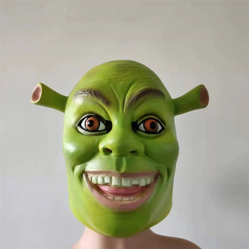 Iconic Green Shrek Ogre Full Head Mask | Funny & Scary Silicone Meme Costume (Adult)