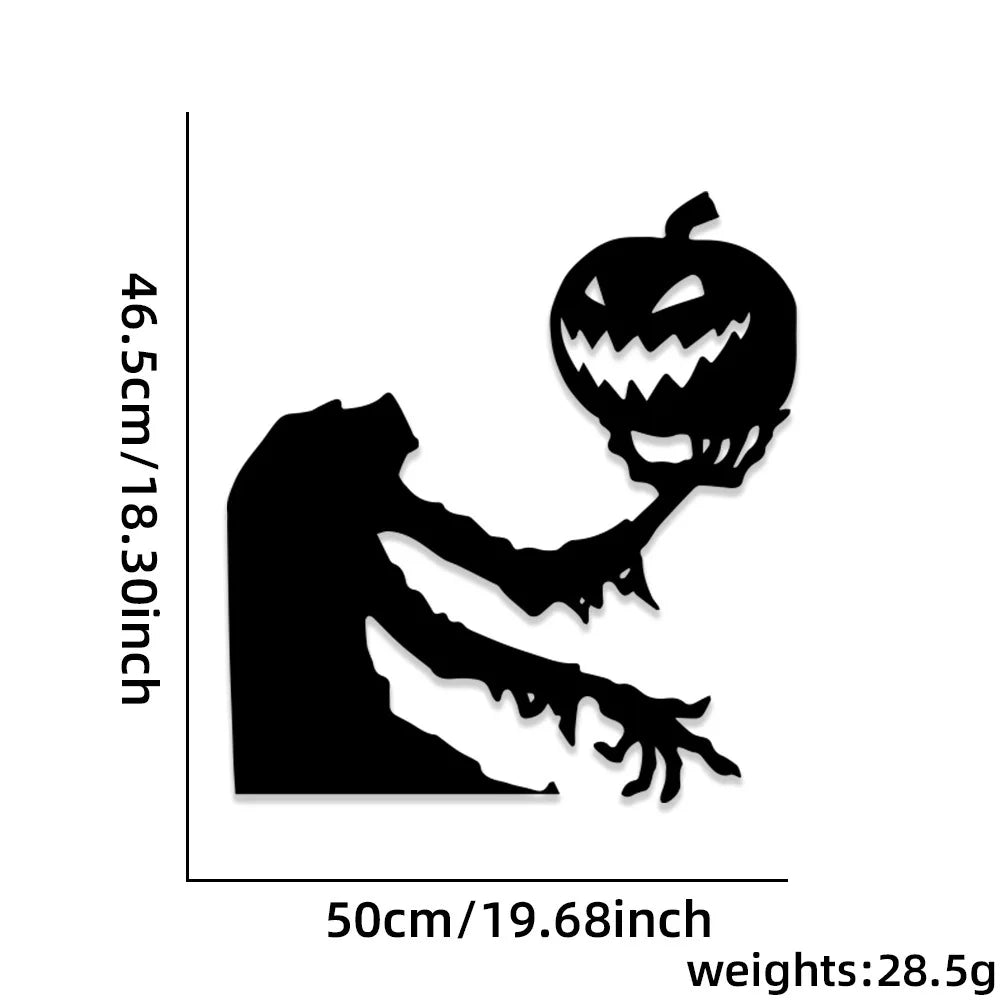Spooky Monster Window Silhouette with Glowing Eyes