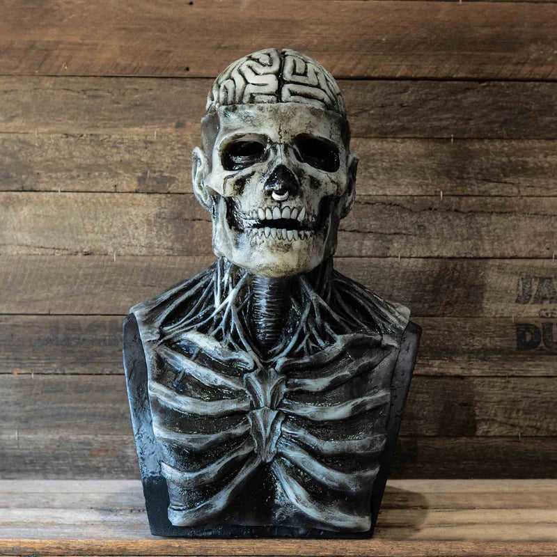 Scary Skeleton Gentleman Mask | Full Head & Chest Latex Horror Mask with Top Hat