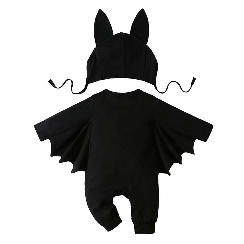 Glow-in-the-Dark Skeleton Bat Romper & Hat Set - Infant Halloween Costume