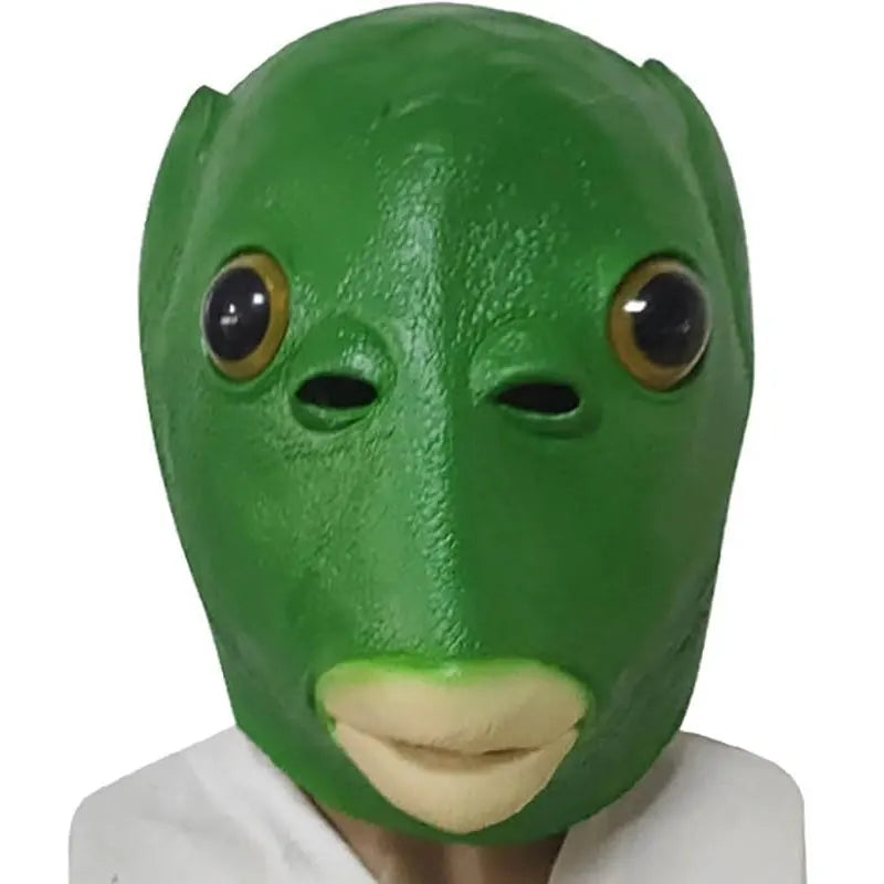 Funny Fish Head Mask | Weird Monster Full-Head Vinyl Mask for Halloween, Parties & Memes