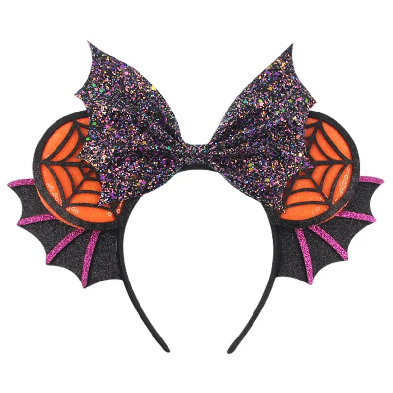 Halloween Mouse Ears Headband | Spooky Theme Park Style Assortment (Bat, Witch, Pumpkin) | Cute Halloween Accessories