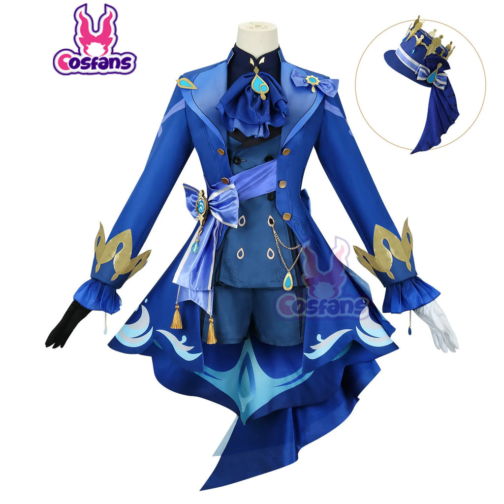 Game Impact Furina Focalors Cosplay Costume Anime Full Set With Hat Fontaine Focalors Halloween Costumes for Women