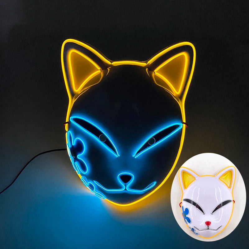 Glow in the Dark Guard Mask (4-Mode) | Triangle, Square, or Circle EL Wire Cosplay Mask