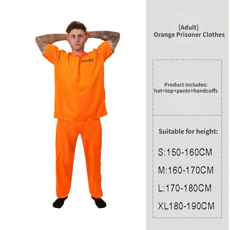 Costume Orange Prisoner Jumpsuit Jailbird Outfit for Halloween