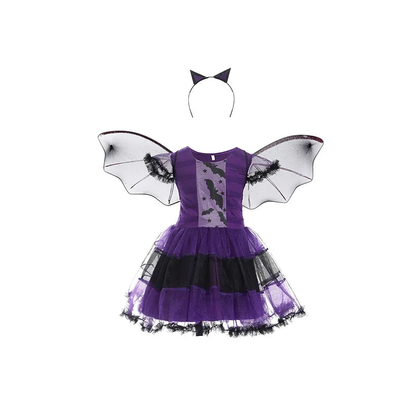 Complete Girls Witch Costume (4-Piece Set) | Sparkle Dress, Hat, Wand & Candy Bag | Costume Halloween Enfant Fille