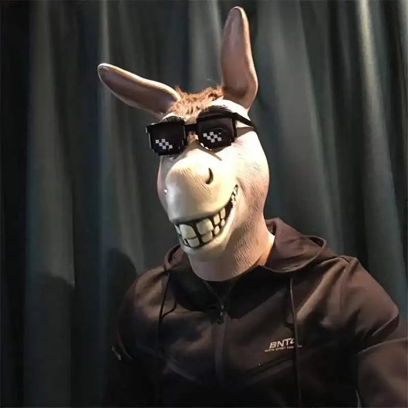 Funny Talking Donkey Mask | Full Head Latex Shrek Ogre's Friend Meme Costume (Adult)