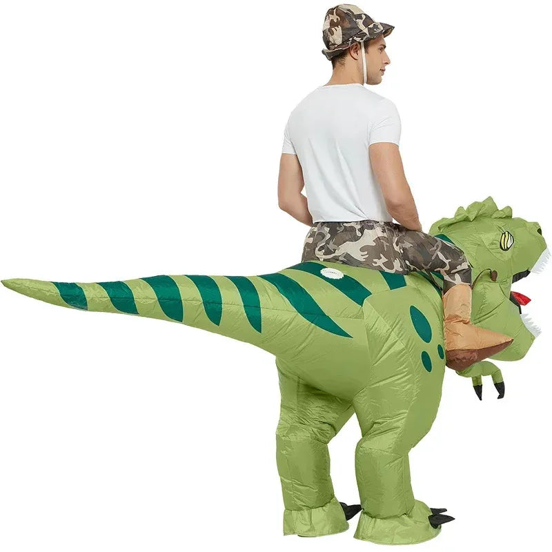 Inflatable Dinosaur Rider Costume | Funny "Ride-On" T-Rex Blow-Up Suit (Adult & Kids Unisex)