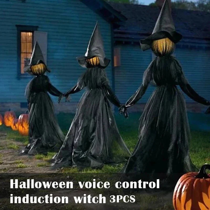 Sound-Activated Light-Up Witches | Holding Hands Outdoor Yard Decor
