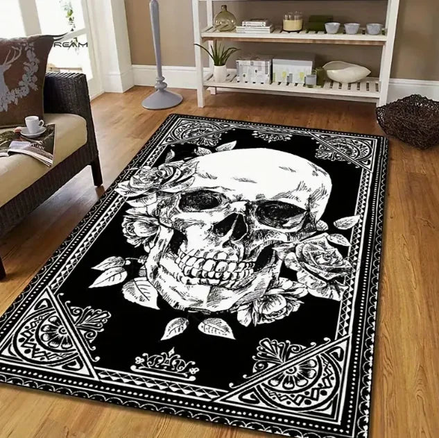 Spooky Haunted House & Pumpkin Area Rug | Non-Slip Halloween Decor for Living Room & Outdoor Use