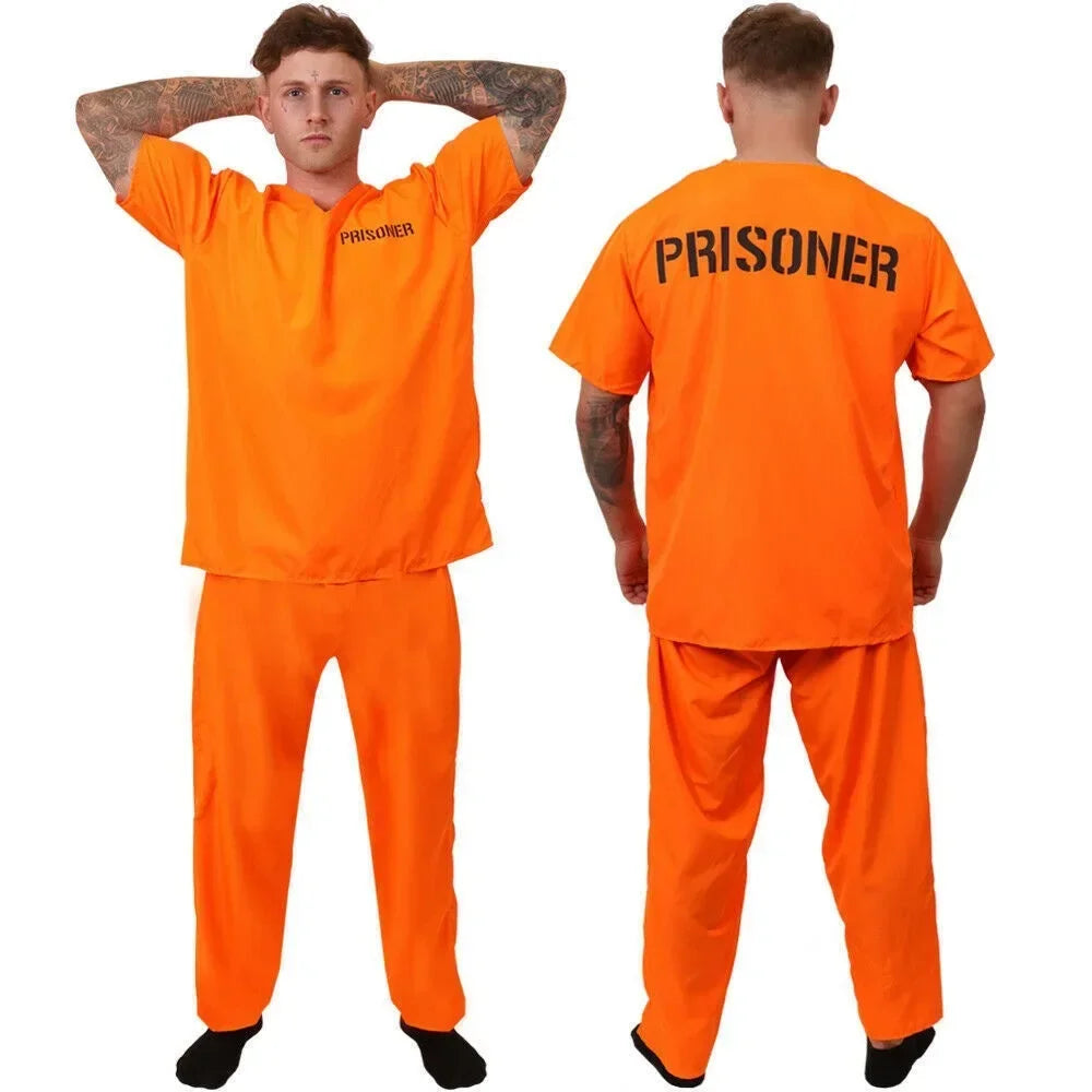 Costume Orange Prisoner Jumpsuit Jailbird Outfit for Halloween