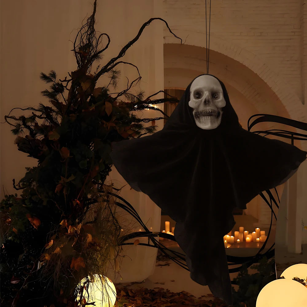 Hanging Skulls with Glowing Red Eyes (2-Pack