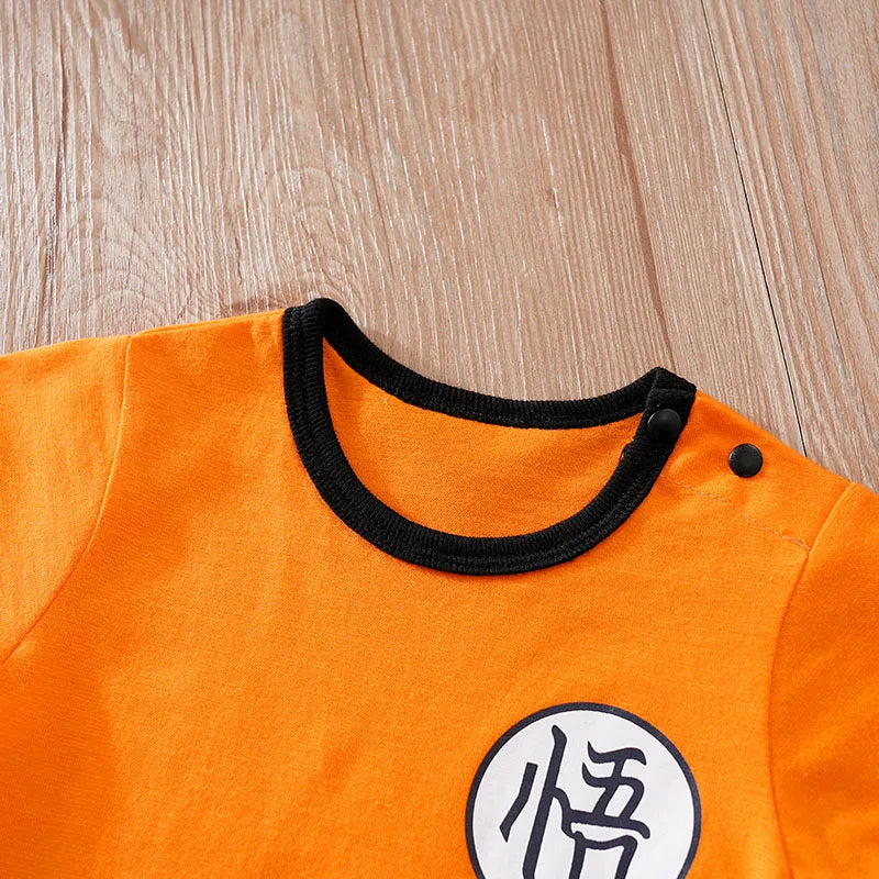 Baby Goku Costume Romper with Bib – Dragon Ball Z Anime Halloween Outfit