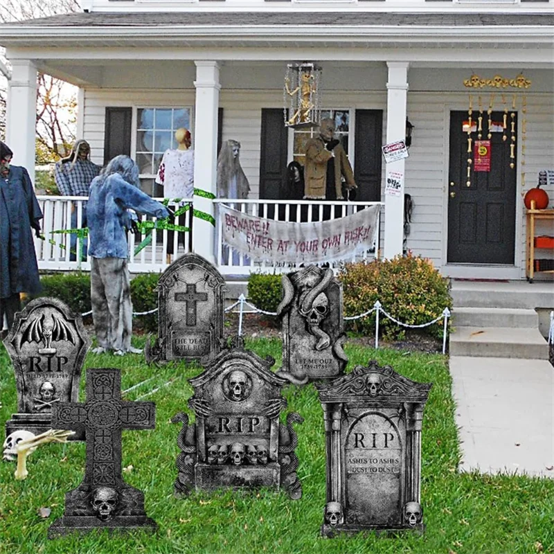 Realistic Foam Graveyard Tombstones | Assorted Spooky Styles for Halloween Yard Decor