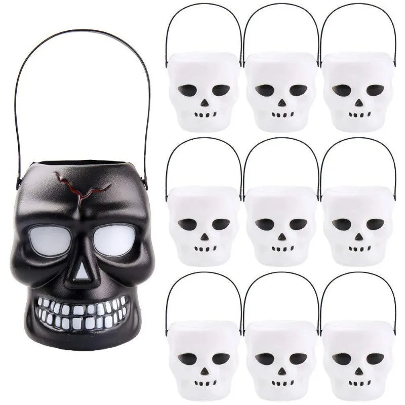 Halloween Skull Candy Bucket | Classic Trick-or-Treat Pail & Party Favor Holder
