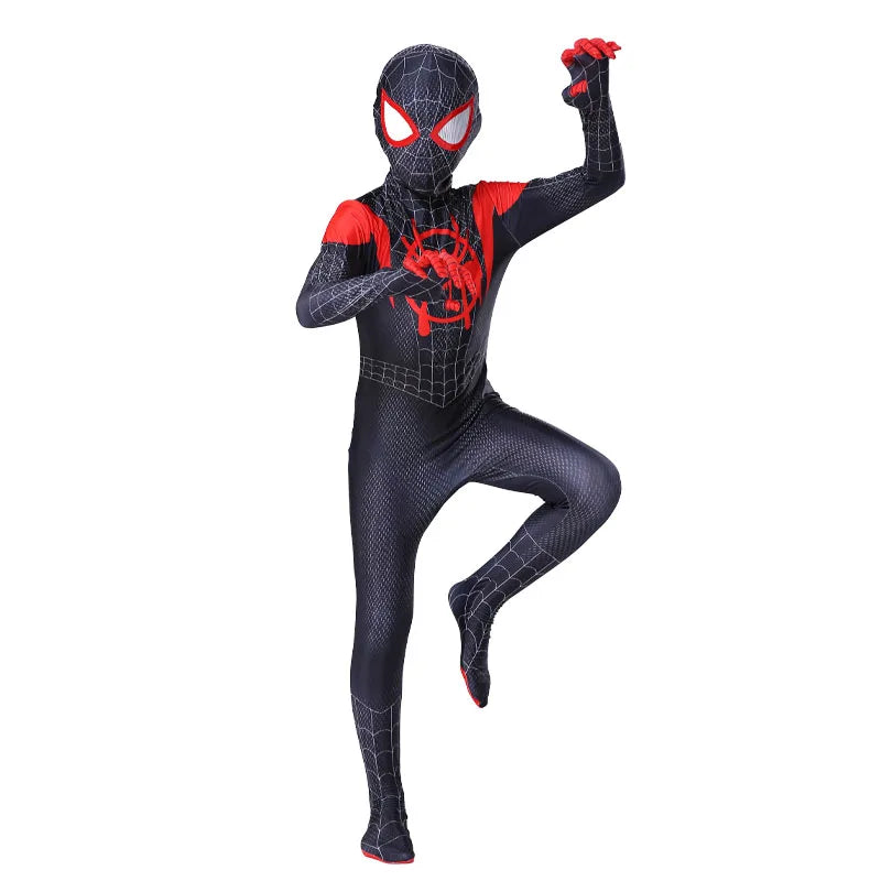 Boys Girls Spiderman Costume Superhero Jumpsuit | Miles Morales Spider-Man Cosplay