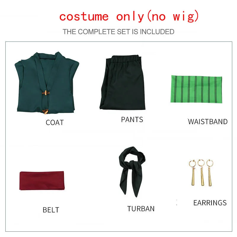 Roronoas Cosplay Costume Anime Kimono Robe Zoro Cloak Uniform Halloween Outfit