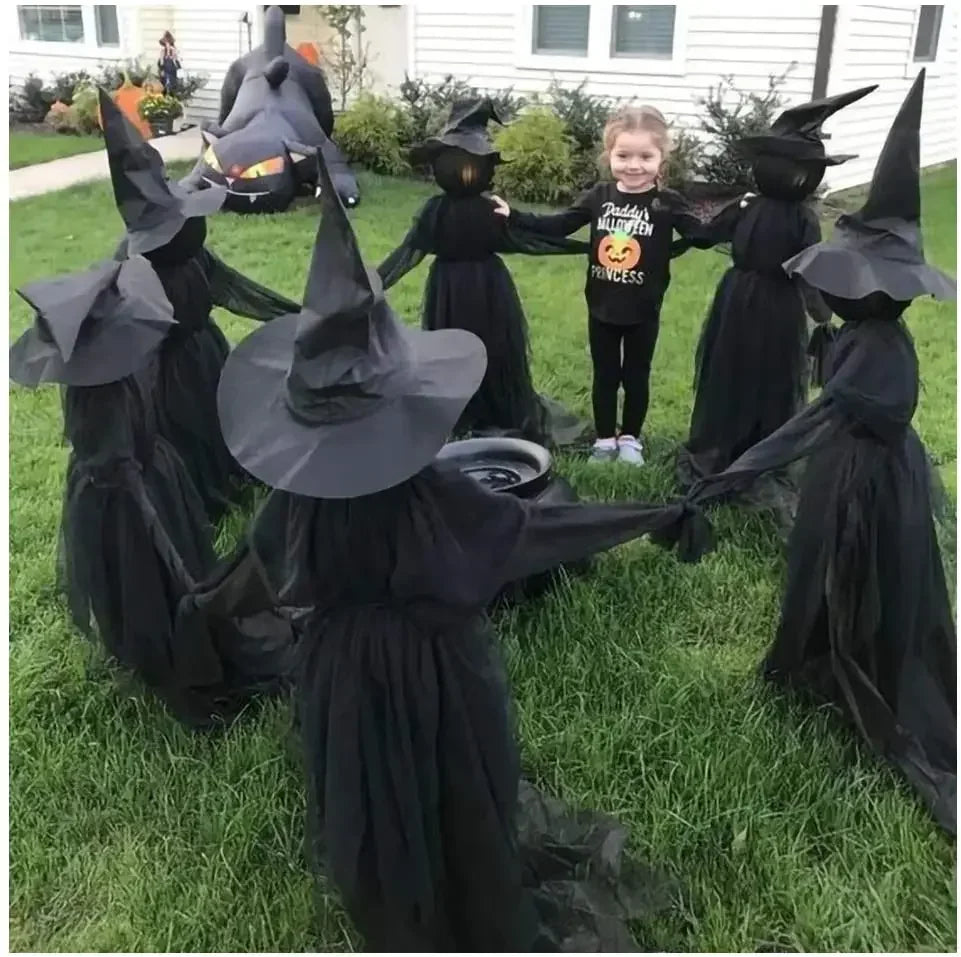 Sound-Activated Light-Up Witches | Holding Hands Outdoor Yard Decor
