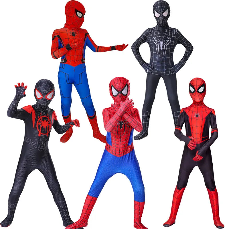 Boys Girls Spiderman Costume Superhero Jumpsuit | Miles Morales Spider-Man Cosplay