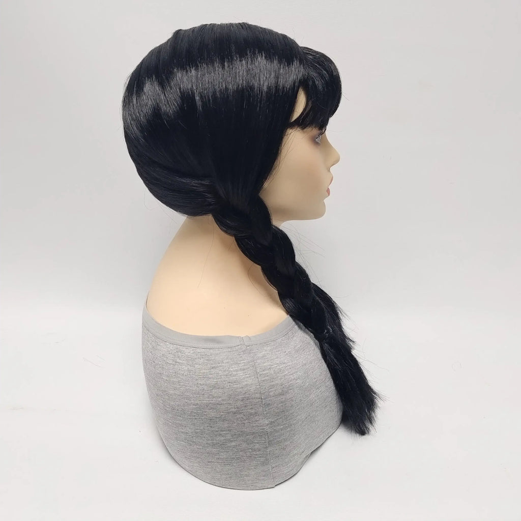 Wednesday Addams Cosplay Synthetic Wig for Halloween Christmas Anime Party April Fool's Day TV Series Inspired Costume Accessory