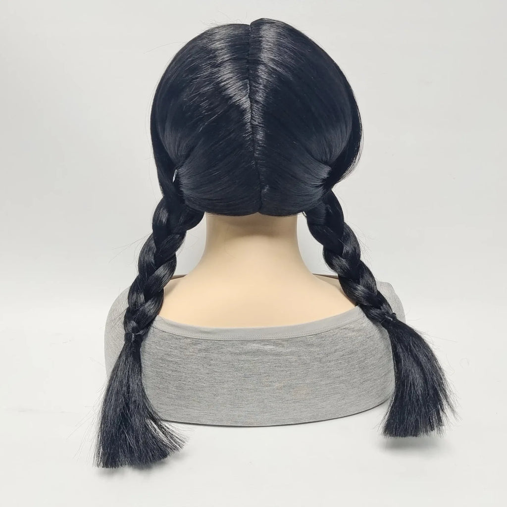 Wednesday Addams Cosplay Synthetic Wig for Halloween Christmas Anime Party April Fool's Day TV Series Inspired Costume Accessory