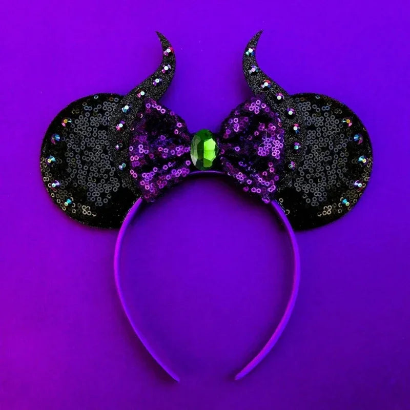 Halloween Mouse Ears Headband | Spooky Theme Park Style Assortment (Bat, Witch, Pumpkin) | Cute Halloween Accessories