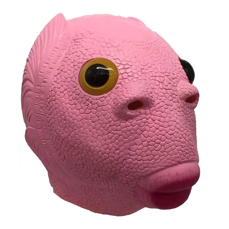 Funny Fish Head Mask | Weird Monster Full-Head Vinyl Mask for Halloween, Parties & Memes