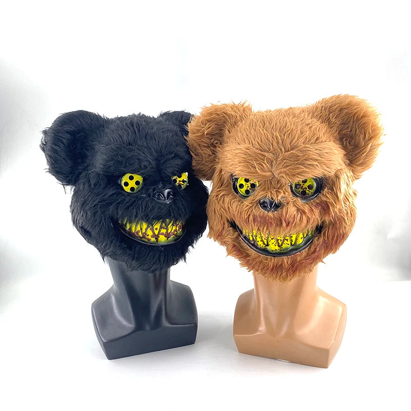 Scary LED Light-Up Halloween Mask | Creepy Rabbit &amp; Bloody Bear Styles | 3-Mode EL Wire Purge Mask