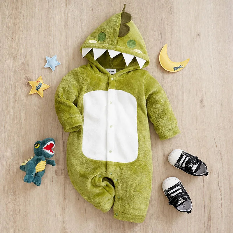 Baby's First Roar! Cozy Dinosaur Romper Costume - Infant Halloween Costume
