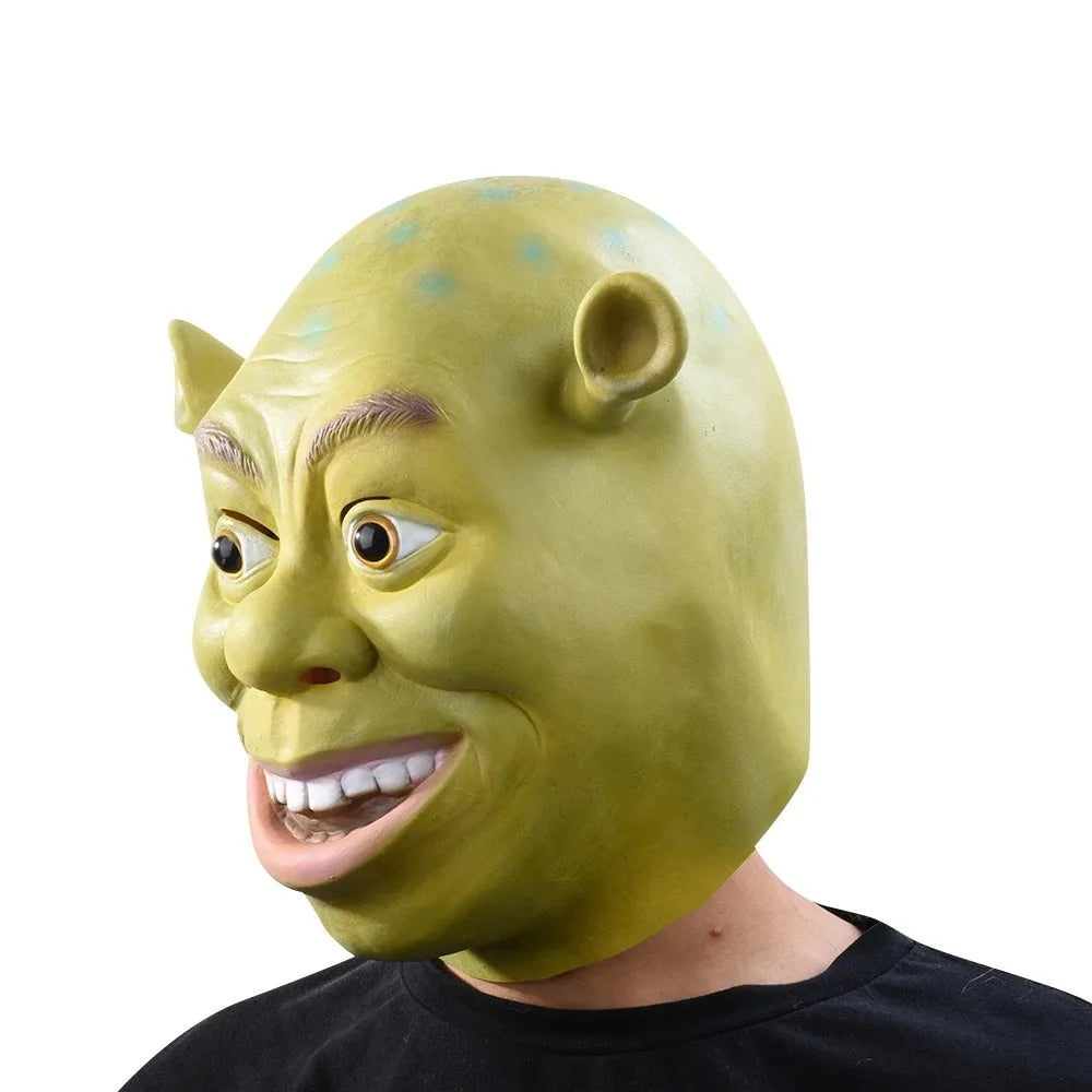 Iconic Green Shrek Ogre Full Head Mask | Funny & Scary Silicone Meme Costume (Adult)