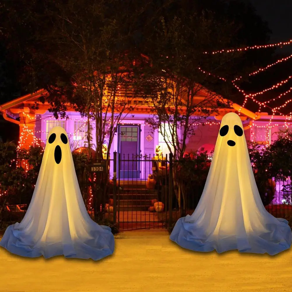 Large Light-Up Ghost with Witch Hat