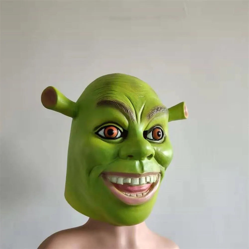 Iconic Green Shrek Ogre Full Head Mask | Funny & Scary Silicone Meme Costume (Adult)