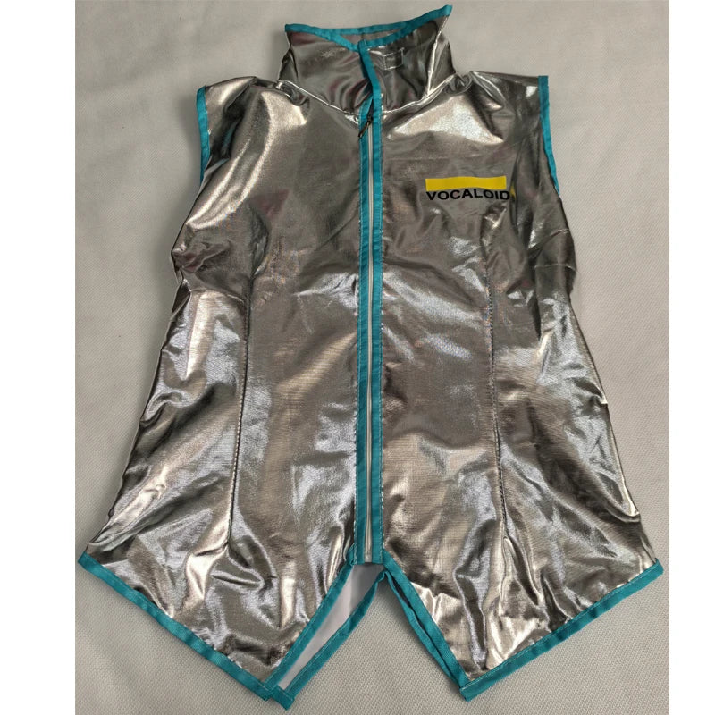Miku Cosplay Full Set Silver Leather Fabric Suit | JK Sailor Dress High School Uniform Halloween
