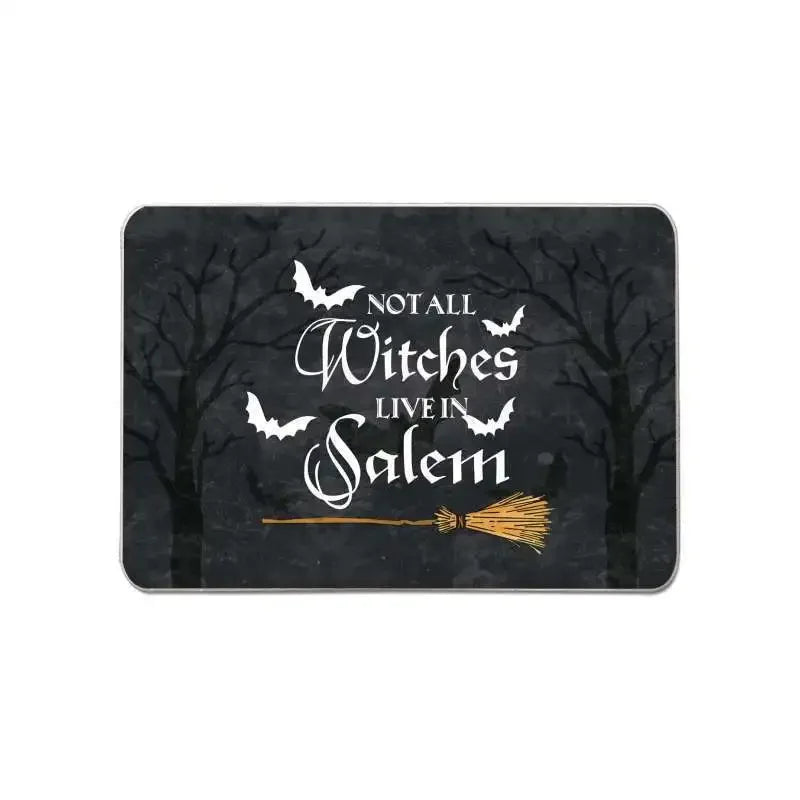 "Rock On" Skeleton Welcome Mat | Funny Halloween Floor Mat | Soft Flannel with Non-Slip Backing