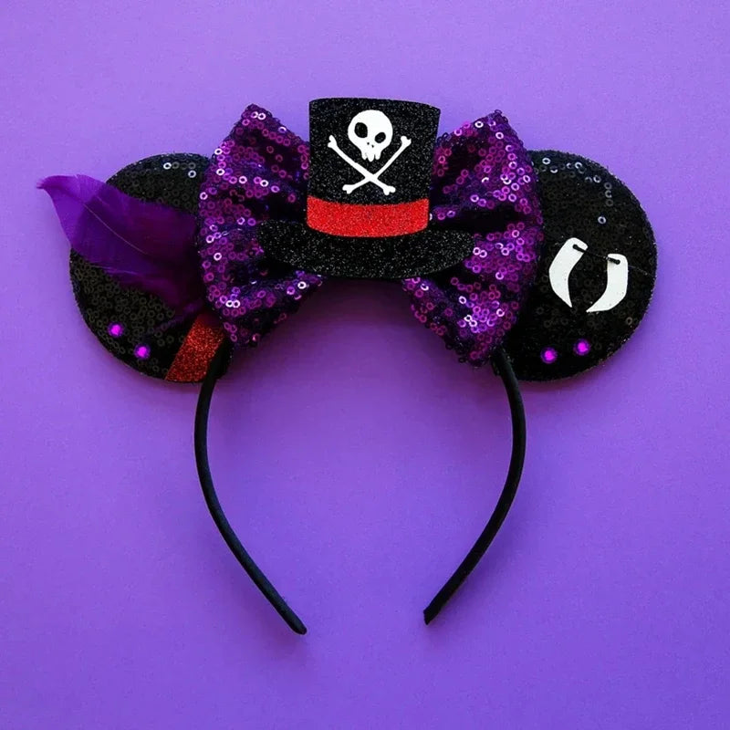 Halloween Mouse Ears Headband | Spooky Theme Park Style Assortment (Bat, Witch, Pumpkin) | Cute Halloween Accessories